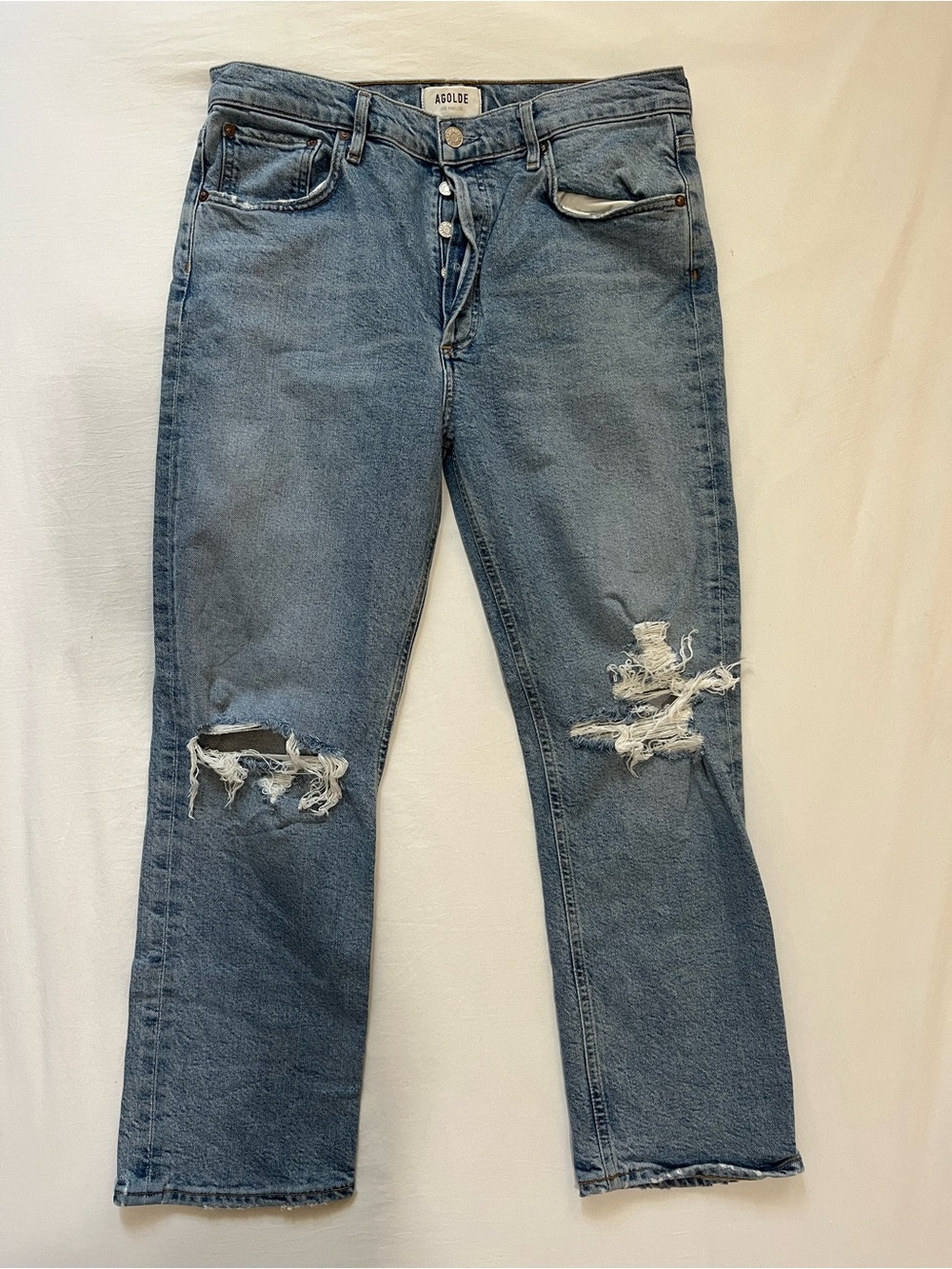 Agolde high waisted blue ripped jeans